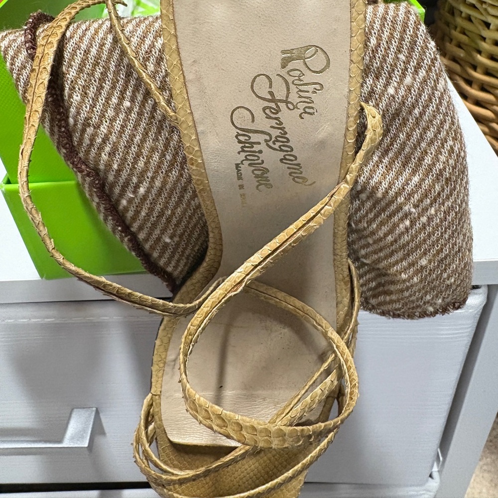 Vintage Salvatore Ferragamo Beige Strappy Sandals